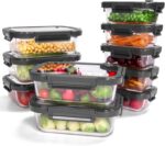 10-Pack Glass Food Storage Containers with Tempered Lids – Borosilicate, Airtight, Oven-Safe (-4°F~950°F), BPA-Free, 4.4 & 1.6 Cup, Leak-Proof, Dishwasher Safe (Gray) - Image 2