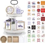 10 Themes Interchangeable Seasonal Decor Set - Rustic Farmhouse Spring Tiered Tray Decorations, Perfect for Holiday Decor, Lavender Decor Spring Decorations for Home Easter Decorations - Image 2