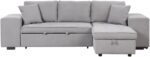 104" Pull Out Sleeper Sofa Reversible L-Shape 3 Seat Sectional Couch with Storage Chaise and 2 Stools - Image 2