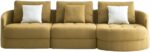 113" Fabric Sofa,Mid Century L-Shape Couch with Support Pillow for Living Room,Apartment & Office,Dark Yellow(Right) - Image 2