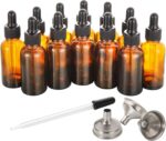 12 pcs, 1 oz Amber Dropper Bottles w/ 3 Stainless Steel Funnels & 1 Long Glass Dropper - 30ml Glass Bottles with Eye Droppers, Leakproof Essential Oils Bottle for Health, Personal Care & Beauty - Image 2