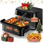 12QT Large Dual Basket Air Fryer with Flex Basket, Viewing Window and 50PCS Paper Liners, 12-in-1 Family Size with Sync & Dual & Light, Double Zone for Bake, Roast, Reheat, Dishwasher Safe - Image 2