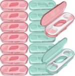 14 Packs Travel Dental Floss Pick Case, Holder, Come with 140pcs Premium QUALIALL Toothpick Flossers for Adults Teeth Cleaning, Sealed Portable Refillable, Green, Pink. - Image 2