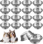 16 Pcs Pets Bowl Bulk 15 oz Pet Feeding Bowl Stainless Steel Dog and Cat Bowls Pet Feeder Metal Small Puppy Raised Food and Water Bowls for Small Medium Pets Supplies - Image 2