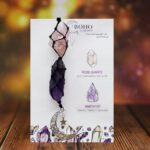 BOHO GARDEN Crystal Hanging Car Charm - Purple Rear View Mirror Hanging Car Accessories for Women, Moon Decor Hanging Ornament, Witchy Gifts and Healing Stones - Rose Quartz & Amethyst - Image 3