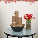 Alpine Corporation WCT202 Indoor Tabletop Tiered Water Fountain Featuring 3 Candles for Desktop and Table, 11", Brown - Image 4