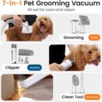 oneisall Dog Grooming Vacuum, Pet Grooming Vacuum with Clipper Nail Grinder, 1.5L Dust Cup Dog deshedding Brush with 7 Tools for Shedding Pet Hair, Home Cleaning(Blue) - Image 3