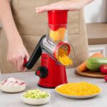 Geedel Rotary Cheese Grater, Kitchen Mandoline Vegetable Slicer with 3 Interchangeable Blades, Easy to Clean Grater for Fruit, Vegetables, Nuts - Image 5