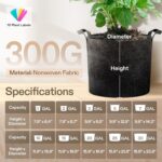VIVOSUN 5-Pack 5 Gallon Grow Bags Heavy Duty 300G Thickened Nonwoven Plant Fabric Pots with Handles - Image 5