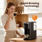 Kismile Single Serve Coffee Maker, 2 in 1 Drop Coffee Machine Compatible with K Cup & Ground Coffee, 5 Brew Sizes 6-14 Oz, 40oz Removable Water Tank,Self-Cleaning Function, Black - Image 3