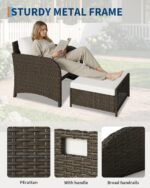 Garvee Balcony Furniture Patio Conversation Set, PE Wicker Rattan Outdoor Lounge Chairs with Soft Cushions for Porch - Image 4