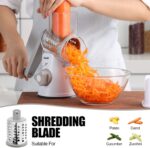 Geedel Rotary Cheese Grater, Kitchen Mandoline Vegetable Slicer with 3 Interchangeable Blades, Easy to Clean Rotary Grater Slicer for Fruit, Vegetables, Nuts - Image 4