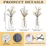 Pigort 3 Pieces Metal Flowers Wall Art- Rustic Farmhouse Decor Minimalist Decor for Living Room Bathroom Bedroom Dining Room, Housewarming Gifts Christmas Decoration(Beige, Vase-C) - Image 3
