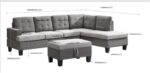 Sofa Set for Living Room with Chaise Lounge and Storage Ottoman Furniture，Interior Furniture, for,Gray - Image 3