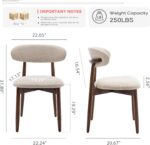 COLAMY Wooden Dining Chairs Set of 4, Modern Fabric Upholstered Kitchen Side Chairs, Farmhouse Dining Room Chair with Foot Pegs, Beige - Image 3