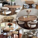 COLAMY Wooden Dining Chairs Set of 4, Modern Fabric Upholstered Kitchen Side Chairs, Farmhouse Dining Room Chair with Foot Pegs, Beige - Image 4