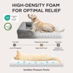 Bedsure Orthopedic Dog Bed Medium Size Dogs - Washable Small Medium Dog Cat Bed Waterproof, Comfort Cats Couch Sofa with Washable Removable Cover, Pets Bed with Nonskid Bottom, Grey, 28" - Image 4