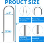 MySit 6 Inch 100 Pack U Shaped Garden Stakes, Heavy Duty 11 Gauge Galvanized Drip Irrigation Stakes Landscape Staples for 1/2" to 1-1/2" Soaker Hose, Weed Barrier, Yard Decorations, Fencing - Image 3