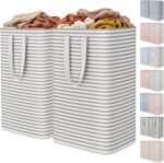 Lifewit 2 Pack Laundry Basket 80L Each, Collapsible Clothes Hamper with Reinforced Handles, Freestanding Waterproof Design for Bedroom and Laundry Room, Grey 160L Total - Image 2