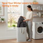 Lifewit 2 Pack Laundry Basket 80L Each, Collapsible Clothes Hamper with Reinforced Handles, Freestanding Waterproof Design for Bedroom and Laundry Room, Grey 160L Total - Image 3