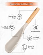 Cooking Spoon for Nonstick Cookwares, Great for Cooking and Serving Sturdy BPA-Free Matte Silicone, Wood Handle Spoon for Mixing, Scoop, and Scrape (Khaki & Turquoise, 11.4 inch) - Image 4