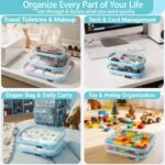 YQBRAO 3-Pack Clear Hard Shell Zipper Case - Blue Edition, 1.2mm Heavy-Duty Crush-Proof Travel Makeup Bag, TSA Approved Clear Zipper Pouches, Rigid Diaper Bag Organizer for Tech & Daily Essentials - Image 4