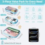 YQBRAO 3-Pack Clear Hard Shell Zipper Case - Blue Edition, 1.2mm Heavy-Duty Crush-Proof Travel Makeup Bag, TSA Approved Clear Zipper Pouches, Rigid Diaper Bag Organizer for Tech & Daily Essentials - Image 5