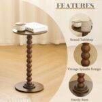 Fultyle Round Side Table, Small Drink Table for Small Spaces, Modern Accent Nightstand with Solid Wood Leg for Living Room, Bedroom, Corners, and Office (Rustic Brown) - Image 5