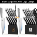 imarku Knife Block Set, 14Pcs High Carbon Stainless Steel Knife Set with Block, Kitchen Knife Set Black, Dishwasher Safe, Build-in Sharpener, Gifts for Mom - Image 4