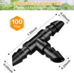 Gardrip Drip Irrigation Tee Fittings：100 Pieces Barbed Tee Irrigation Parts with Sharp End Fits for 1/4 Inch Drip Irrigation Tubing Drip Line T Connectors for Garden Lawn System - Image 3