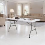 Lakhow Folding Table 6ft Heavy Duty Portable Table Indoor Outdoor with Parties, Camping & BBQs, Folds in Half for Easy Storage, No Assembly Required, White - Image 3