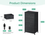 AODK Dresser for Bedroom with 4 Storage Drawers, Small Dressers Chest of Drawers Fabric Dresser with Sturdy Steel Frame, Black - Image 4