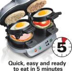 Hamilton Beach Dual Breakfast Sandwich Maker with Timer, Ready in 5 Minutes, Removable Dishwasher Safe PFAS-Free Non-Stick Egg Cooker Ring, Silver (25490MNA) - Image 4