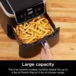 Ninja Air Fryer with Air Crisp | 5 QT Capacity fits up to 4lbs of Fries | 4-in-1 Pro Air Fry, Roast, Reheat, Dehydrate | 400°F Max Temp | 1750 Watts | W/Nonstick Basket & Crisper Plate | Grey | AF141 - Image 4