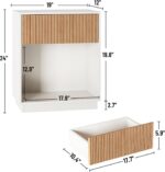 Fluted Nightstands Set of 2, Modern Bedside Table with Drawer and Storage Shelf, Wood End Table Mid Century Night Stands for Bedroom Living Room Sofa Couch Office (White+Oak) - Image 3