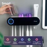 iHave Wall Mounted Electric Toothbrush Holders with 3 Cups, UV Sanitizer, Toothpaste Dispenser, Smart Home Bathroom Accessories & Decor, Black - Image 3