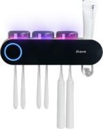 iHave Wall Mounted Electric Toothbrush Holders with 3 Cups, UV Sanitizer, Toothpaste Dispenser, Smart Home Bathroom Accessories & Decor, Black - Image 5