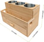 Harzen Brothers Hair Tool Organizer- Bamboo, Blow Dryer Holder, Bathroom Countertop, Vanity Caddy Storage Stand for Accessories, Makeup, Toiletries - Image 5