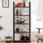 DUMOS 5 Tiers Bookshelf, Classical Modern Book Shelf, Tall Display Shelves in Living Room/Home/Office, Storage Organizer for CDs/Books/Movies, Rustic Brown - Image 3