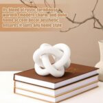 Yalikop 3 Link Wood Knot Decor Rustic Home Décor Accents Hand Carved Coffee Table Decoration, Boho Chain Link Decoration, Modern Shelf, Rustic Objects for Home Living Room Bedroom(White) - Image 5