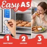 Gourmia Air Fryer French Door Toaster Oven - 6-Slice Capacity, LED Display with 14 Cooking Presets, Stainless Steel - Image 6