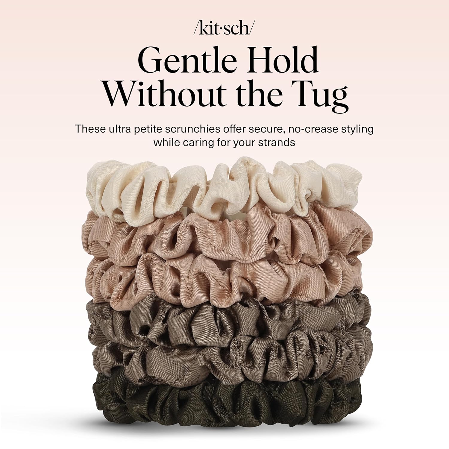 Kitsch Ultra-Petite Satin Scrunchies for Women - No Crease, Frizz-Free Sleep | Softer Than Silk Scrunchies Gentle On Hair Scrunchies for All Hair Types | Stylish Hair Accessories - Eucalyptus, 6pcs - Image 5
