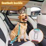 Removable Dog Seat Belt Harness for Car, 3 in 1 Pet Dog Car Seatbelt Leash, Retractable Restraint Secures to Vehicle Headrest & Adjustable Reflective Bungee Dog Seatbelt Tether, Blue and Black - Image 3