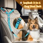 Removable Dog Seat Belt Harness for Car, 3 in 1 Pet Dog Car Seatbelt Leash, Retractable Restraint Secures to Vehicle Headrest & Adjustable Reflective Bungee Dog Seatbelt Tether, Blue and Black - Image 4