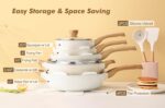 SENSARTE Ceramic Cookware Sets, Pots and Pans Set Non stick, 14 Piece Induction Cookware, Non toxic Healthy Non Stick Kitchen Cooking Set, with Frying Pans Set, PFAS PTFE PFOA PFOS Free - Image 4