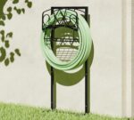 Freestanding Garden Hose Organizer with Black Powder-Coated Finish - Heavy-Duty Detachable Hose Stand Holds 150FT Hose, Includes Storage Basket & Assembly Tools for Outdoor Use - Image 3