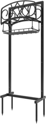 Freestanding Garden Hose Organizer with Black Powder-Coated Finish - Heavy-Duty Detachable Hose Stand Holds 150FT Hose, Includes Storage Basket & Assembly Tools for Outdoor Use - Image 7