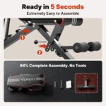 YOLEO Adjustable Weight Bench for Home Gym, ASTM-Certified 827LBS, 98% Pre-Assembled, Foldable Gym Bench with 84 Positions Incline Decline Flat, Wider Seat - Image 4