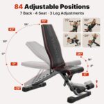 YOLEO Adjustable Weight Bench for Home Gym, ASTM-Certified 827LBS, 98% Pre-Assembled, Foldable Gym Bench with 84 Positions Incline Decline Flat, Wider Seat - Image 5