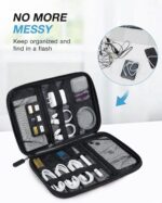 BAGSMART Large Electronics Travel Organizer Case, Tech Accessories Cord Storage Bag for Phone, Power Bank, SD Card, Cables, Black - Image 3